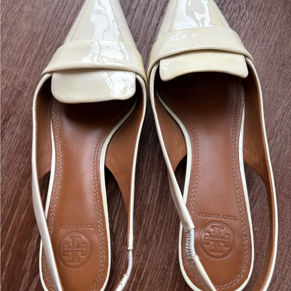 Tory Burch Cream Patent Leather Flats